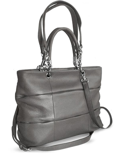 (АРТИКУЛ: 9363/1) СУМКА ЖЕНСКАЯ, СРЕДНЕГО РАЗМЕРА, НАТУРАЛЬНАЯ КОЖА, СЕРАЯ, С ЧЕТЫРЬМЯ РУЧКАМИ, РЕМЕНЬ ЧЕРЕЗ ПЛЕЧО
