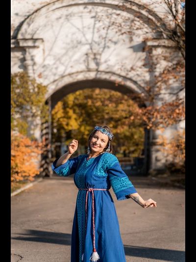 Платье &quot;Синий рассвет&quot; ручное ткачество