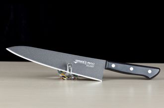 SB-0087 Нож кухонный Шеф 215 мм "Samura by Mac Black Fuso" AUS-8 с покрытием/черная пакка