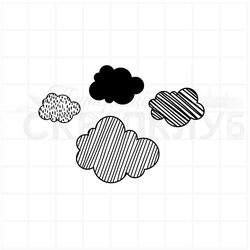 Штамп для скрапбукинга с облачками - в полоску и с заливкой для детских скрапальбомов и открыток
