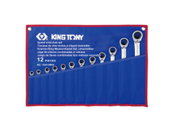 Набор комбинированных трещоточных ключей, 8-24 мм, чехол из теторона, 12 предметов KING TONY 122A12MRN