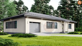 Одноэтажный дом из газобетона с гаражом - 166 м2