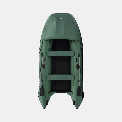 Моторная лодка GLADIATOR E380PRO зеленый с тентом сверху