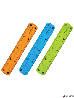 Линейка 20 см гибкая BRAUBERG «FLEX», пластиковая, ассорти, европодвес. 210674