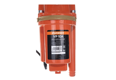 Насос погружной вибрационный PATRIOT VP 10А, нижний забор, 300 Вт, 18 л/мин, H-70 м, D-96 мм. термозащита