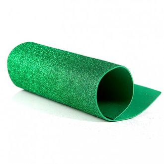 Фоамиран глитерный, толщина 2 мм,  20*30 см, цвет темно зеленый (№13)