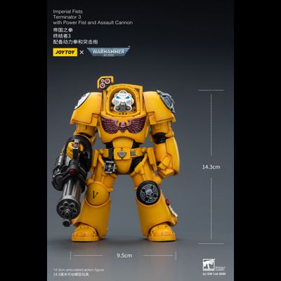 Терминатор Имперских Кулаков (Warhammer 40K) - КОЛЛЕКЦИОННАЯ ФИГУРКА 1/18 Imperial Fists Terminator with Power Fist and Assault Cannon (JT03172) - JOYTOY