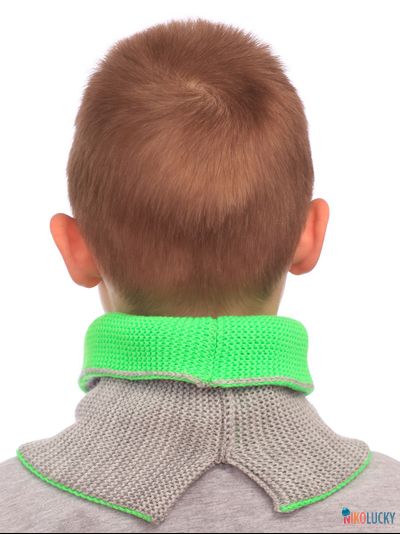 Шарф(снуд)  22-33 двойной, цвет серый, салатовый размер 2