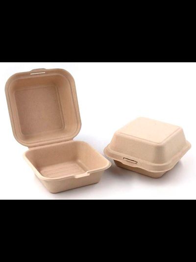 "Бенто-бокс" Коробка для торта Бенто (крафт, сах. тростник 450мл), 15*15*8см