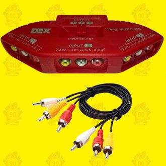 Switch Разветвитель AV RCA на 3 устройства + кабель AV 3x3 (Red)