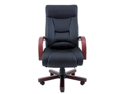 Кресло офисное Дипломат черная экокожа/дерево