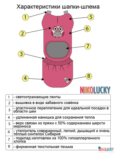 Шапка-шлем  20101-05, цвет малиновый р. 50-52