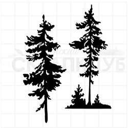 Штамп для скрапбукинга силуэт елок и сосен на болоте