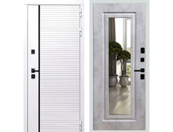 Белая дверь Rx29 с зеркалом ФЛЗ 120 бетон