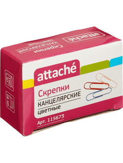 Скрепки Attache, 28, полимерное, овальная, 100 шт, в картонной коробке (разноцветный)