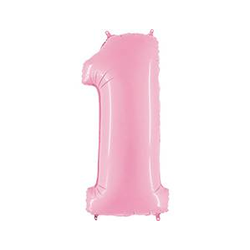 Воздушный шар фольгированный "ЦИФРА 1. Розовый" 102 см.