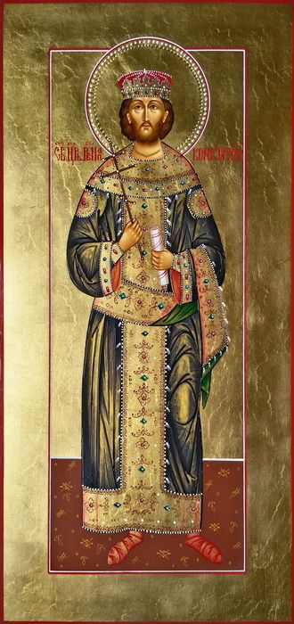 Константин Великий, Святой равноапостольный, император Римский. Рукописная мерная икона.