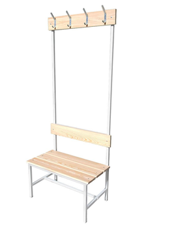 Скамья-вешалка для раздевалок односторонняя 6 крючков