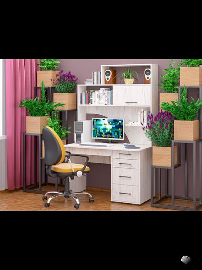 СК-56 рабочий стол с надстройкой Крафт светлый