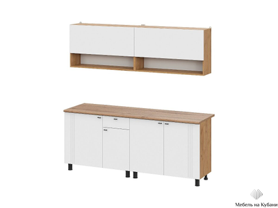 Монако 2,0м Кухонный гарнитур Дуб Золотой / Белый матовый Дуб Вотан