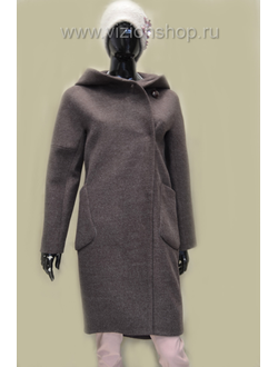 Пальто  весна с капюшоном Арти мода Arti moda 1777 коричневое