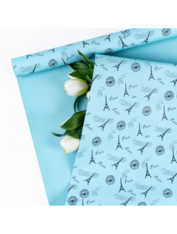 Пленка матовая "Париж" 57см*10м Голубой ПР18/3