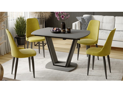 Стол обеденный раздвижной Дели Тип 2 Серый софт/Стекло матовое серое