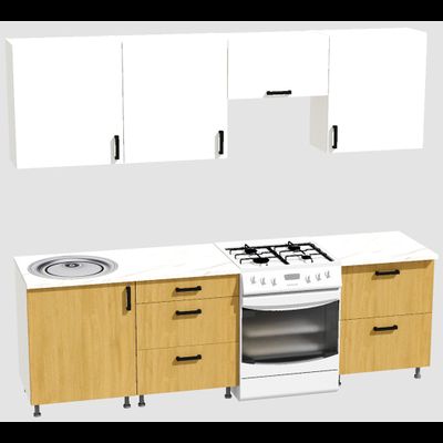 Кухня Эконом 1,8 метра (600х600х600) Цвет: Белый/Дуб Сонома