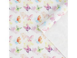 Бумага глянцевая «Акварельные бабочки», 50*70 см