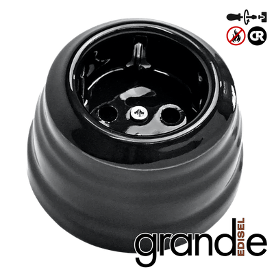 Керамическая ретро розетка EDISEL Grande черная