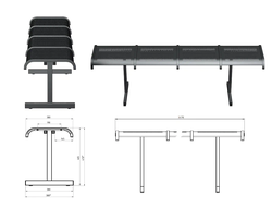 Секция стульев перфорированная четырёхместная без спинки СП4