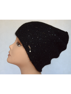 Шапочка по голове черная с пайетками Vizio Италия 6705 C фото