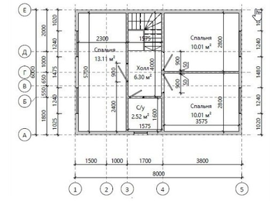 Двухэтажный каркасный дом с четырьмя спальнями 93м² (SK36)