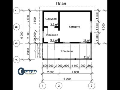 Д-06 ДАЧНЫЙ ДОМ ИЗ БРУСА: ГАБАРИТНЫЕ РАЗМЕРЫ: (6Х6М), ОБЩАЯ ПЛОЩАДЬ: 36М²