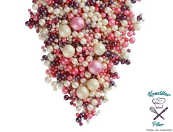 ДРАЖЕ ЗЕРНОВОЕ в цветной кондитерской глазури "жемчуг серебро, сирен., розов." №112, 50 гр