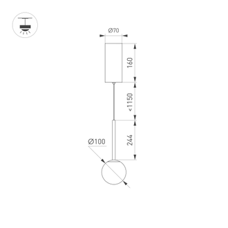 Светильник Arlight SP-BEADS-HANG-T-R100-8W (BK-GD, 180 deg, 230V)