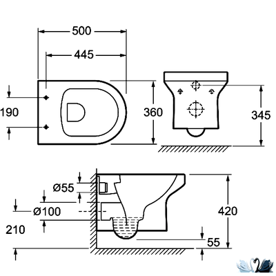 Унитаз Jacob Delafon Elite EDX114RU-00 Rimless подвесной в комплекте с тонким сиденьем, белый