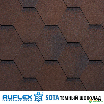Гибкая черепица Ruflex Sota (Руфлекс Сота) цвет: Темный шоколад