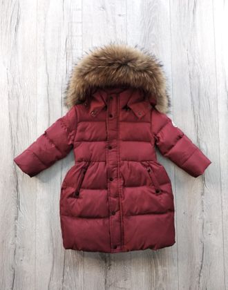 М. 499 Пальто удлиненное Moncler бордовое (92)