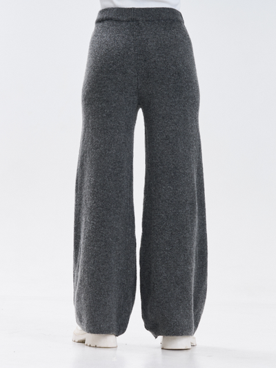 Брюки вязаные широкие на средней посадке эластичные