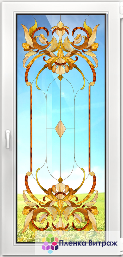 Витражная пленка, витражная пленка самоклеющаяся, пленочный витраж с классическим рисунком