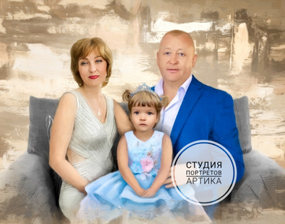 Портрет в стиле Масло 3 человека
