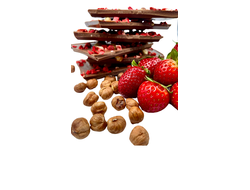 Молочный шоколад фундук-клубника