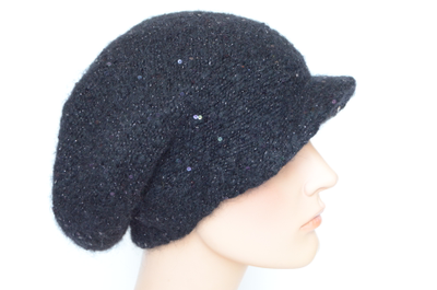 Черная вязаная кепка с пайетками Вицио Италия