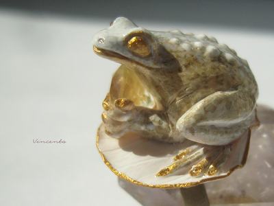 "Солнечная лягушка", фэнтезийное кольцо с кварцем