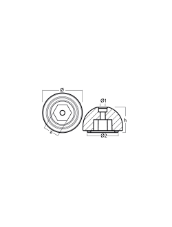 Цинковый анод Tecnoseal 03606 Ø50x32мм полусферический для подруливающего устройства Quick BTQ185