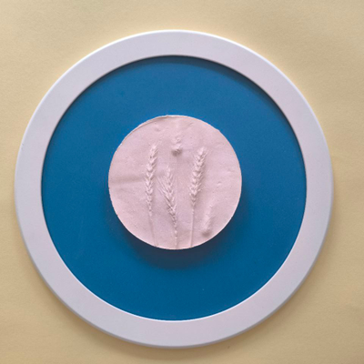 Панно круглое на стену из гипса «Полевые травы Еврейской автономной области» в раме