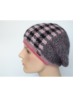 Вязаный берет зигзаг и клетка Vizio Италия 8076 BO розовый фото