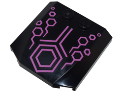 Wedge 4 x 4 x 2/3 Triple Curved with Dark Pink Lines and Hexagons Pattern, Black (45677pb155 / 6419153)