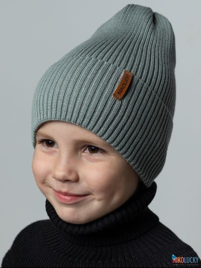 Шапка 25301-01 50%хлопок 50%акрил, мятно-серый 52-56